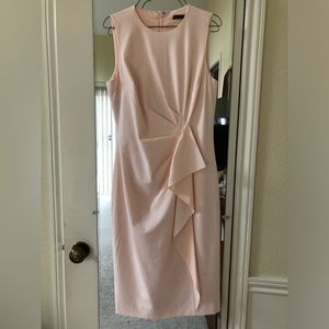 NWT Antonio Melani Sheath Dress with Ruffle Front in Pink Sand Color Size 2